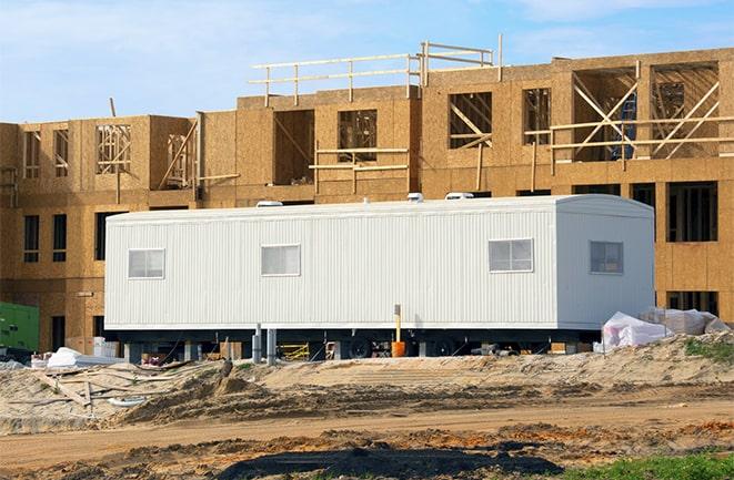 construction office trailers for rent at a building site in Rockford